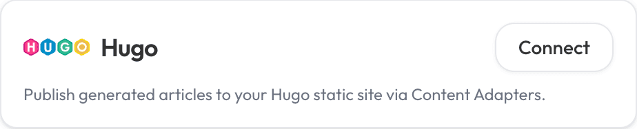 Connect Hugo integration