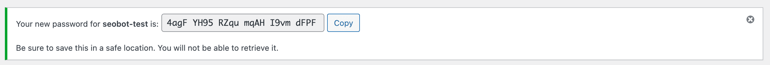 Add application password and copy the generated value