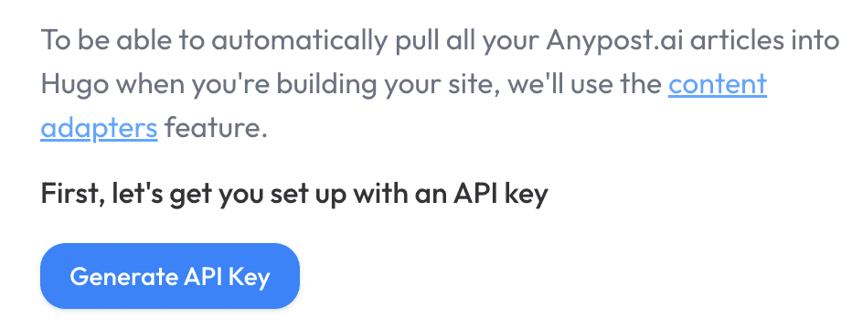 Generate API Key
